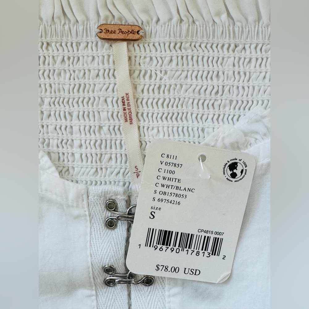 Free People Amelia Hook and Eye
Corset White Cotton Cropped Top NWT - Picture 6 of 7